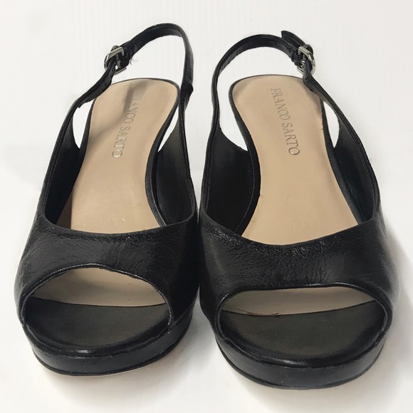 FRANCO SARTO Black Slingback Peep Toe Shoe Sz. 8.5 - Picture 4 of 7
